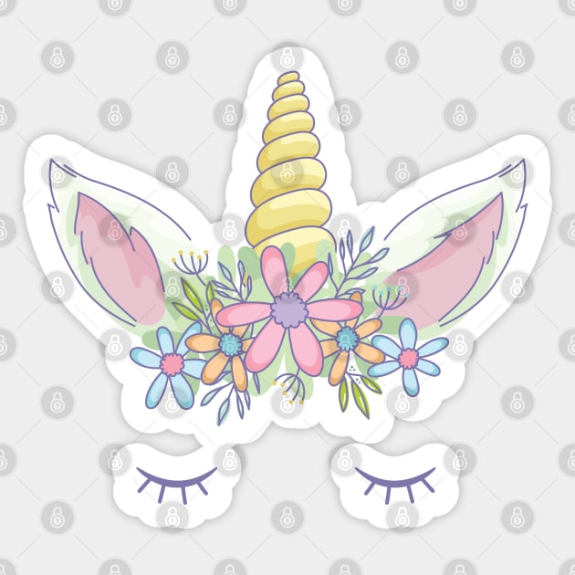 Unicorn - Cute Unicorn Crown Sticker by KC Happy Shop